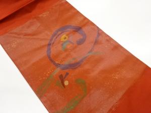 引箔変わり渦巻に抽象花模様織出し名古屋帯